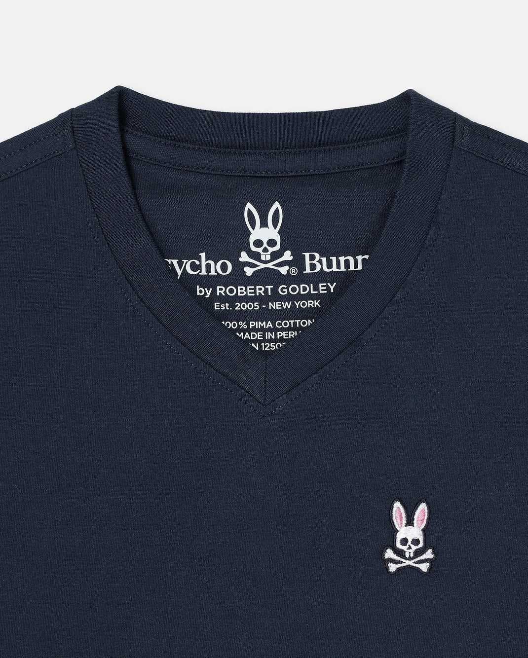 Tees Psycho Bunny Classic V Neck Tee Bleu Marine Enfant | FRG-37942835